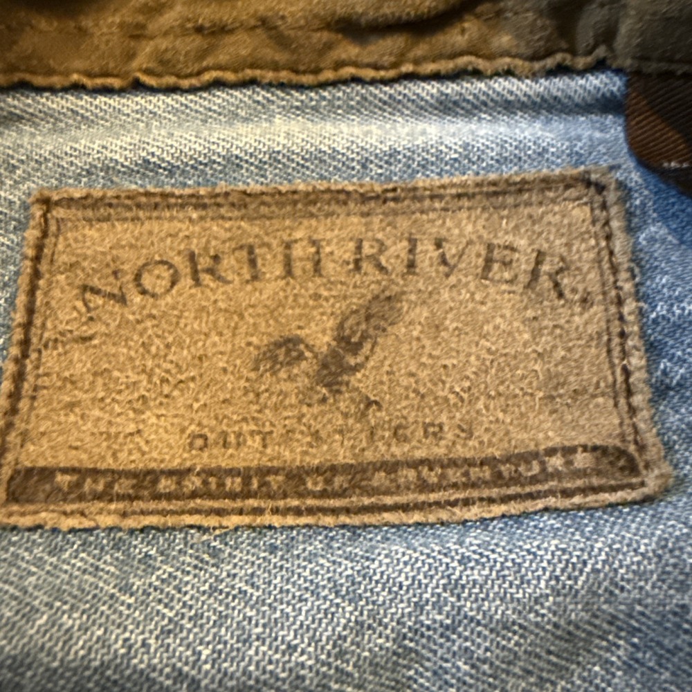 North River Outfitters Denim Mens XXL Shooting Shirt Button Down Elbow Pads - Picture 3 of 11